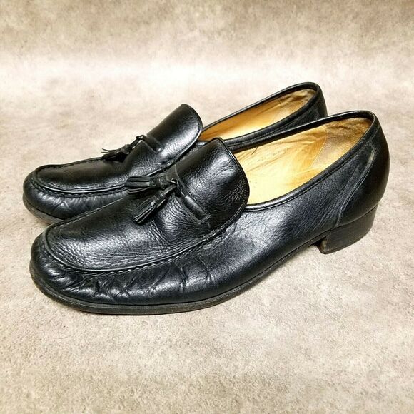 Regal Mens  856 R28 Size 10 D Black  Leather Slip On Tasseled Loafer Dress Shoes